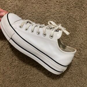 White leather platform converse